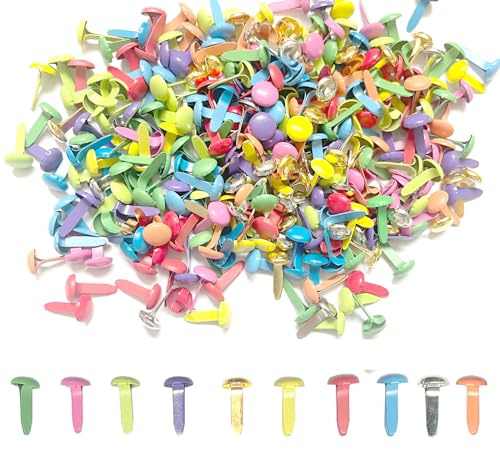 SIMBLOOM 300 Stück Bunt Mini Brads Metall Metall Bunte Brads Bastelklammern für DIY Scrapbooking Basteln