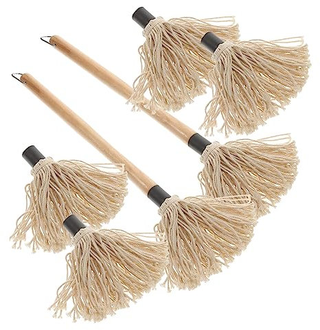 POPETPOP Brosse à Barbecue Remplaçable 8 Pièces en Bois et Coton, Kaki