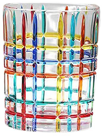 Duiaynke Glastasse mit bunter Bemalung, Teetassen, Kunsthandwerk, Dekoration für Kunst, Lichtbecher für Party, Getränke, Cappuccino, Kaffee, Cocktail (Gittermuster)