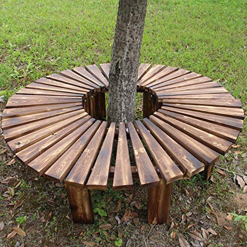 Außenhof-Terrassen-Parksitz, Fächerförmige Bank Aus Massivem Holz, Kreisförmige Baumgarten-Baumbank, Wetterbeständige, Korrosionsbeständige Massivholzbank, Rückenfreie Bank Für Terrassen, Gebogene Ba