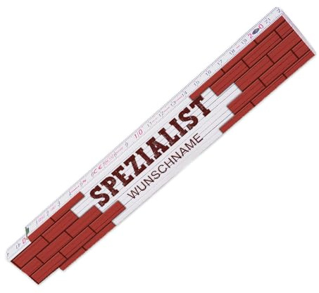 Zollstock mit Wunsch-Namen und Motiv – Spezialist - Meterstab individuell einseitig bedruckt - Glieder-Maßstab personalisiert