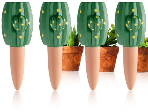 RoseFlower Tonkegel Bewässerung, 4er-Set Niedlicher Kaktus Selbstbewässerung, Wasserspender für Indoor & Outdoor Home Office Garten, Bewässerung für Pflanzen im Urlaub
