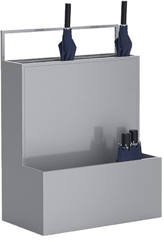 Moderner Regenschirmständer aus Metall für Hotel, Club, Outdoor, tragbarer Organizer mit individuellem Stauraum (grau, 38 x 26 x 53 cm)