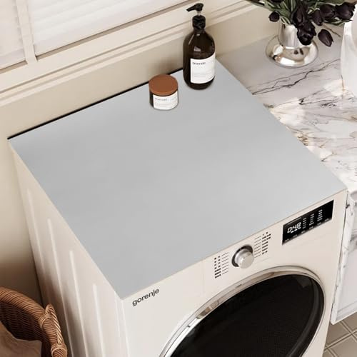 Trendecor Waschmaschinenauflage Rutschfest, 60x60cm Waschmaschinenbezug Universal Trockner Abdeckung Waschmaschinenabdeckung Zuschneidbare für Waschmaschine Trockner Bäder Küche Grau