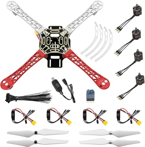 HAWK'S WORK F450 Drone Kit att bygga, Gör-det-själv Quadcopter Set, Ram + ESC + Borstlös Motor + Prop + Tillbehör + Guild Bok & Video (D)