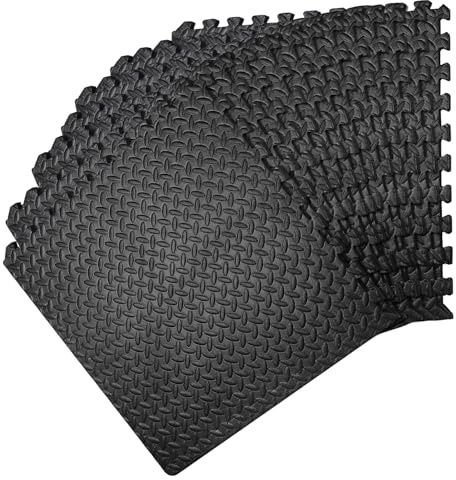 Interlocking Foam Mats Soft | (60 x 60 cm) Eva Exercise Mat | 12 Tiles Covers 48 Square Feet | Rubber Matting Non-Slip for Gym Floor | Thick Yoga Exercise Matt for Home, Gym, Or Office