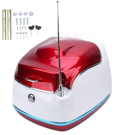 CHICIRIS Motorrad -Kofferraumbox, ABS Material Water Resistanc Retro Style 38L Tail Storage Box mit Schlüsselschloss für Motorräder Elektrische Roller (Rot)