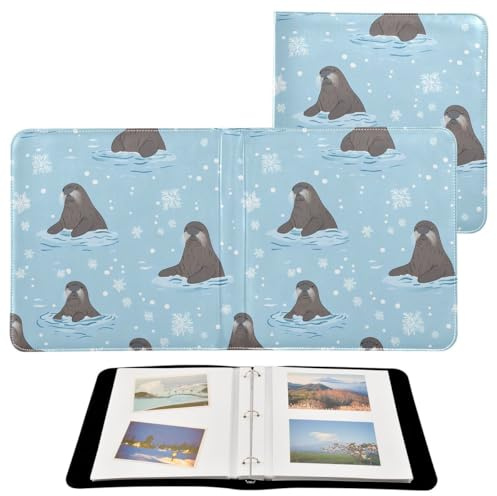 JUMBEAR Álbum de fotos grande autoadhesivo con 20 páginas, álbum de recortes para boda, familia, bebé, vacaciones, dibujos animados de león marino