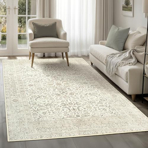 artyrugs Alfombra Lavable en Lavadora, 275x366cm, 75% Algodón Reciclado, Pelo Corto, Base Antideslizante, No Desprende Pelusa, Alfombra para Salón, Dormitorio, Cocina, Pasillo, Oficina, Gris Plata