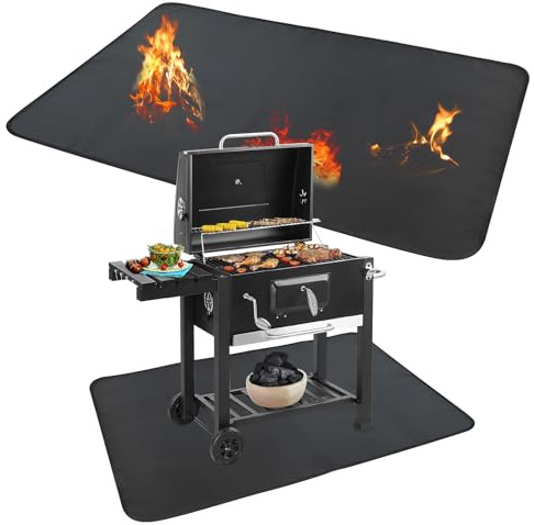 TAIANJI Feuerfeste Unterlage, 122x76cm Gasgrill Feuerschale Grillmatte Große Bodenschutzmatte Ölbeständiger Rutschfester BBQ Matte für den Außengrill, Rasen, Terrasse