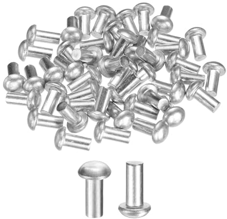 sourcing map 30 remaches de aluminio sólido con cabeza de brasero, M6 de diámetro x 12 mm de longitud, remaches de aluminio de cabeza redonda para reparación de barcos, maquinaria, aviones, industria