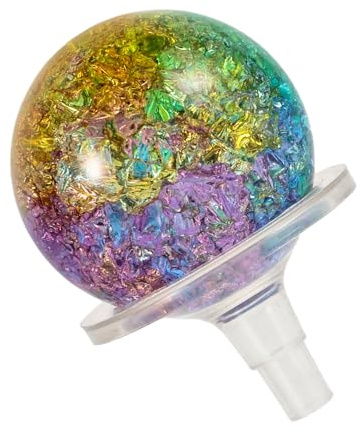 Luxshiny Boule Décorative en Verre Fissuré 5 Cm, Sphère Craquelée Multicolore, Support Plastique Inclus, Décoration Fontaine Et Aquarium, Ornement Artistique pour Maison Et Bureau