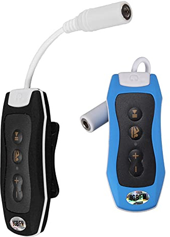 MVOSJFIE 2x 8GB MP3 Player Swimming Underwater Diving Spa + FM Radio Waterproof Headphones Black & Blue