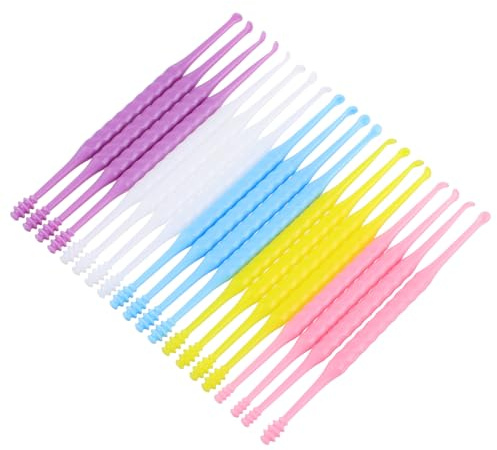 DINHEAROM 20 Stück Ohrenschmalz Entferner zur Ohrreinigung mit Abs Material und Doppelseitigen Köpfen für Effiziente und Hygienische Ohrenschmalzentfernung