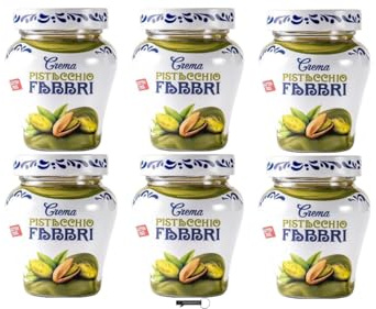 Fabbri Crema al Pistacchio, Crema Spalmabile, Confezione da 6 Barattoli, 200 g, + portachiavi italy shop service