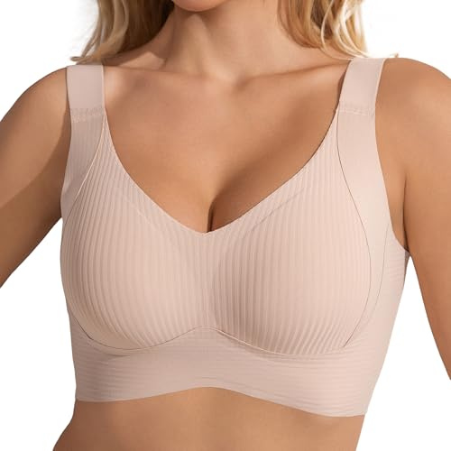 Fittingirls Sujetador para Mujer Zero Feel Bliss, Sin aro Sin Armadura, Tirantes Anchos Ajustables Elásticos, Efecto Invisible Suave Transpirable, Cobertura Total con Buen Soporte