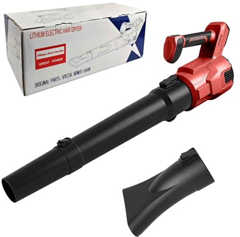 Trådlös bladblåsare kompatibel med Milwaukee Batterier 18 V, 58 m/s 500 W bladblåsare för gräsmatta, gård, sidopromenad, snöblåsning (röd)