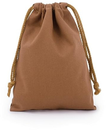 WANYI 2 Stück Baumwollsäckchen 25x32cm Stoffbeutel Baumwollbeutel mit Kordelzug Säckchen zum Befüllen Geschenksäckchen für Schmuck Süßigkeiten Geschenkverpackung Hochzeit(Braun)