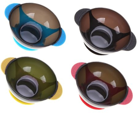 Mikikit Ciotole per Tintura Chioma per Miscelazione Colori Set 4 in Silicone Ventosa, Antisgocciolamento e Stabilità e Applicazione Film Cura Chioma