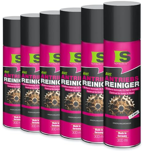 Spraytive 6x 300ml Antriebsreiniger Spray Kettenreiniger für Fahrradkette | Fahrradreiniger für E-Bike, MTB & Rennrad, löst Öl, Fett & Wachs, reinigt Ritzel & Schaltung, Made in Germany