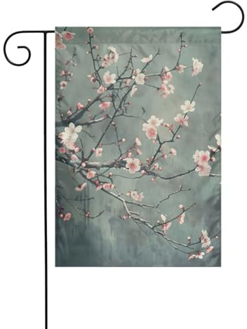 Panneau de cour de Noël imprimé fleurs de cerisier japonais 30,5 x 45,7 cm double face extérieur arbre de Noël drapeau décoratif