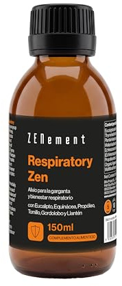 Respiratory Zen - Jarabe Vías Respiratorias - con Eucalipto, Equinácea, Propóleo, Tomillo, Llantén y Gordolobo - Miel Multifloral y Sirope de Ágave, sin Azúcar Añadido - 150 ml - Zenement