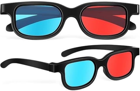 Denash 10 Pièces Lunettes 3D Rouges et Bleues, Lunettes de Jeu de Film 3D Universelles avec Un Design adapté à la Myopie, Anaglyphes pour Moniteur D'ordinateur Projecteur
