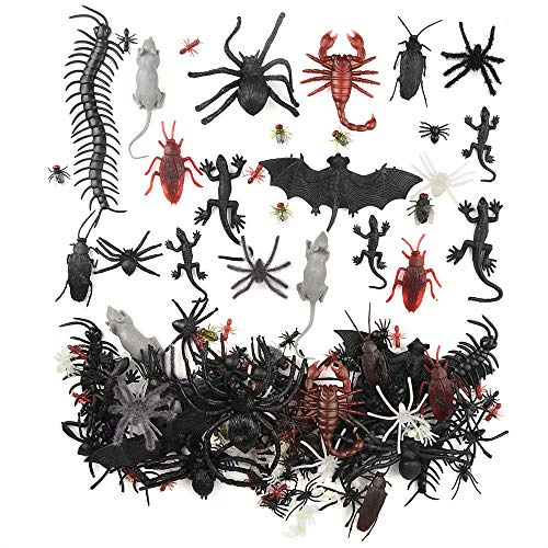 FEPITO 160 PC Plastica Ragni Halloween Scarafaggi Rospi Ratti Gechi Centopiedi Mosche Pipistrelli Bugs realistici Insetti Giocattoli Scherzo novità per Halloween Creepy Decorations Bomboniere
