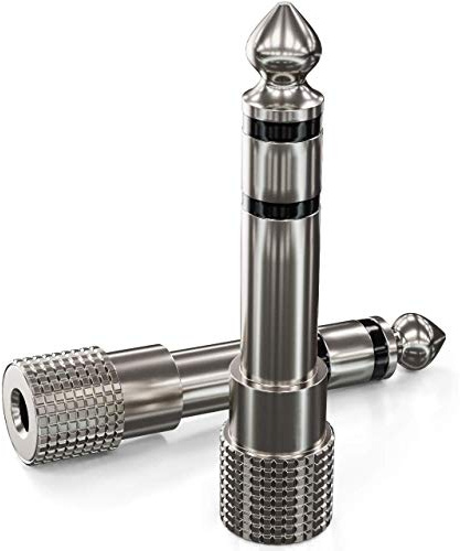deleyCON 2X Stereo Audio Klinke Adapter - 6,3mm Stecker auf 3,5mm Buchse - HiFi Klinkenadapter für Receiver Heimkino Kopfhörer - Silber