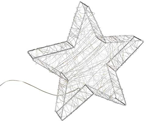 Idena 30470 - LED Deko Leuchte mit 120 LEDs in Warmweiß, Leuchtstern aus Metall, 6 Stunden Timer Funktion, batteriebetrieben, ca. 38 x 36 x 6 cm groß, für Innen & Außen, Winter- & Weihnachtsdeko
