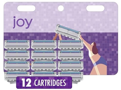 joy Womens Razor Blade Refills, 12 Count, Purple, Lubrastrip to Help Avoid Skin Irritation