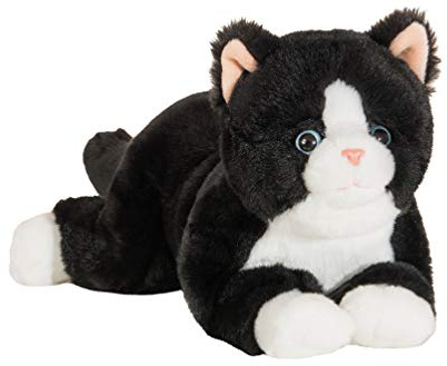 Teddy Hermann 91835 Schlenker-Katze schwarz 30 cm, Kuscheltier | Naturgetreu gestaltet, liebevoll ausgearbeitete Details, ab 18 Monaten, waschbar, Füllung mit recyceltem Polyester