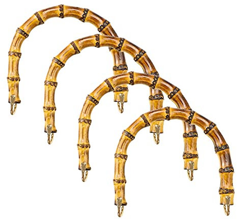 newzeroin 4 Pezzi Manici per Borse Fai da Te in bambù, 15.5CM Manici di Ricambio bambù, Maniglie per Borse Realizzazione per Artigianale Totebag Borsetta (Gancio di Oro)