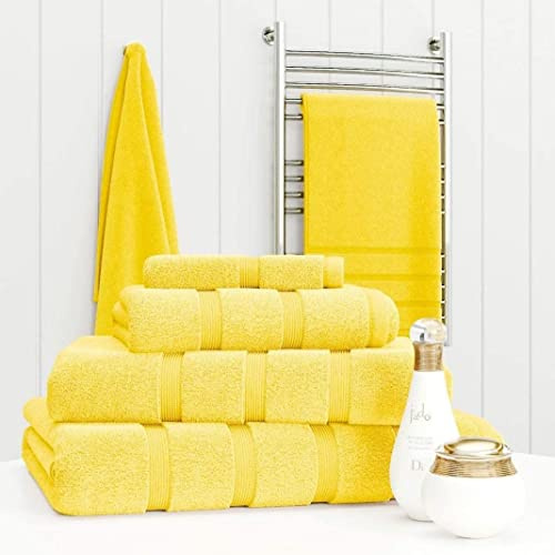 Z Fashion Luxury Towel Set 100% Cotton 2 Piece Towel Set Hand Towel Bath Towel Bale 500 GSM Bathroom towels 2 Piece Sets. (Yellow)