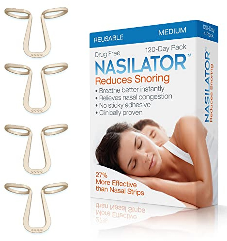 Made in USA! Nasilator Anti-Snoring Devices - Soft and Flexible Nasal Dilators | Improves Breathing & Sleeping | Snoring Solution | Reusable & Better Than Nasal Strips Pack of 4 (Medium)