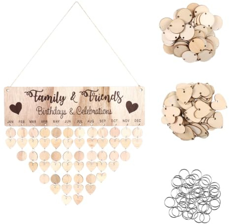 NUOBESTY Diy Geburtstagserinnerung Aus Holz Hängender Kalender Holzkalender Personalisierte Geburtstagskalender Aus Holz Diy-kalender Aus Hölzern Aufforderungstafel Bambus