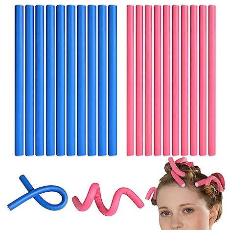 20 PCS Flexible Hair Curler, 9.45 Bendy Hair Rollers, Durable Foam Curler Roller, Heatless Curlers for Long, Short Hair, DIY Sleeping Styling Hairdressing, Hair Salon