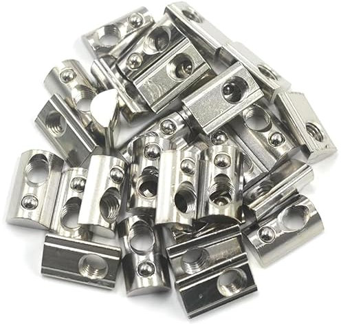 100 dadi a T M8 in acciaio al carbonio, con scanalatura a T, 8 dadi a sfera, adatti per profili in alluminio serie 4040 4080, scanalature da 8 mm