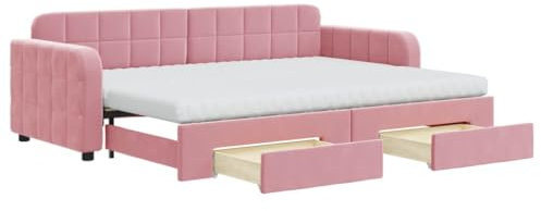 vidaXL Dagbädd utdragbar med lådor rosa 80x200 cm sammet