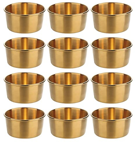 Hayuhone Coupelles à sauce en acier inoxydable - Petits bols à sauce - Mini bols pour sauces, sauces, collations, desserts, bols à épices, bols à sauce en métal (80 ml) - Doré