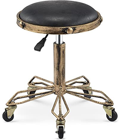 Vintage Rivet Industrie-Drehhocker, höhenverstellbar, rollender Werkbankhocker mit Rollen für Arbeit, Büro, Küche (schwarz)