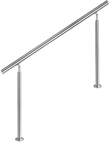 FINEUNAN Edelstahl Handlauf Geländer für Treppen Brüstung Balkon ohne Querstreben - Innen und Außen Handlauf Geländer Treppengeländer Edelstahl Brüstung Balkon (150CM, ohne Querstreben)