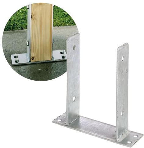 ULTINESS U-Pfostenträger zum Aufschrauben U-Form, 121 mm 1 Anzahl | feuerverzinkt robuste U-Träger zum Aufdübeln für Zäune & Sichtschutz optimale Befestigungslösung für Pergola