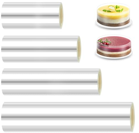 VFANDV Tortenrandfolie, 6/8/10/15cm x 10m Transparent Acetat Folie, Wiederverwendbar, Plastikfolie für Tortendeko Mousse Kuchen (4)