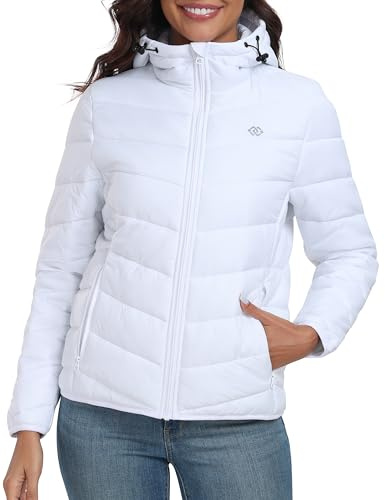 MoFiz Chaqueta de Pluma Ligero Mujer Chaqueta de Plumón Invierno Cálido Plumiferos Abrigo Antiviento con bolsillo EU XL