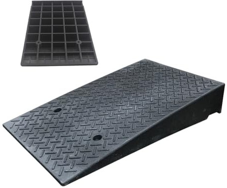 Schwarze Bordsteinrampe für Auffahrten, Schwellenrampe aus Gummi, Böschungsrampe für Gehwege, Rasenmäher, Rollstühle, Mobilität von Haustieren (Größe: Höhe 20 cm (7,9 Zoll))