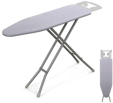 HOMFME Foldable Ironing Board, Collapsible Iron Board with 7 Levels Adjustable Heights, X Iron Board, Extra Cotton Cove, Safety Lock and Non-Slip Foot Pads, Folding Ironing Table (Grey, 101 x 34 cm)