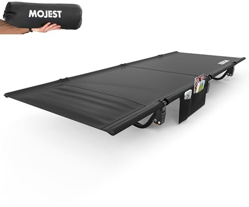 Mojest Ultralight Camping Cot for Adults - Portable Folding Camping Bed, Supports 350 lbs - Lightweight for Travel, Camping, Hiking, Backpacking, Mountaineering, Black