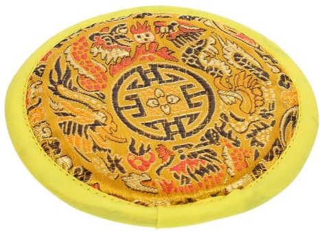 VICASKY Almohadilla para Cuenco Tibetano Amarilla de Algodón, Cosida a Mano y Portátil, Adecuado para Cuencos de Sonido Budistas en Meditación