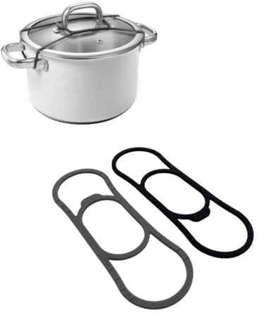 PROVISO TOOLS Befestigungsband für Topfdeckel, Topfdeckelhalter, Silikonband Befestigung, wiederverwendbar/hitzebeständiger Organizer - kleine und mittlere Töpfe schwarz/grau